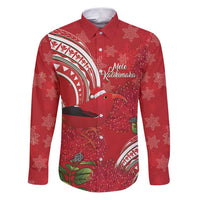 Personalized Mele Kalikimaka Hawaii Family Matching Puletasi and Hawaiian Shirt I'iwi Bird With Ohia Lehua - Red Color