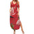 Personalized Mele Kalikimaka Hawaii Family Matching Summer Maxi Dress and Hawaiian Shirt I'iwi Bird With Ohia Lehua - Red Color