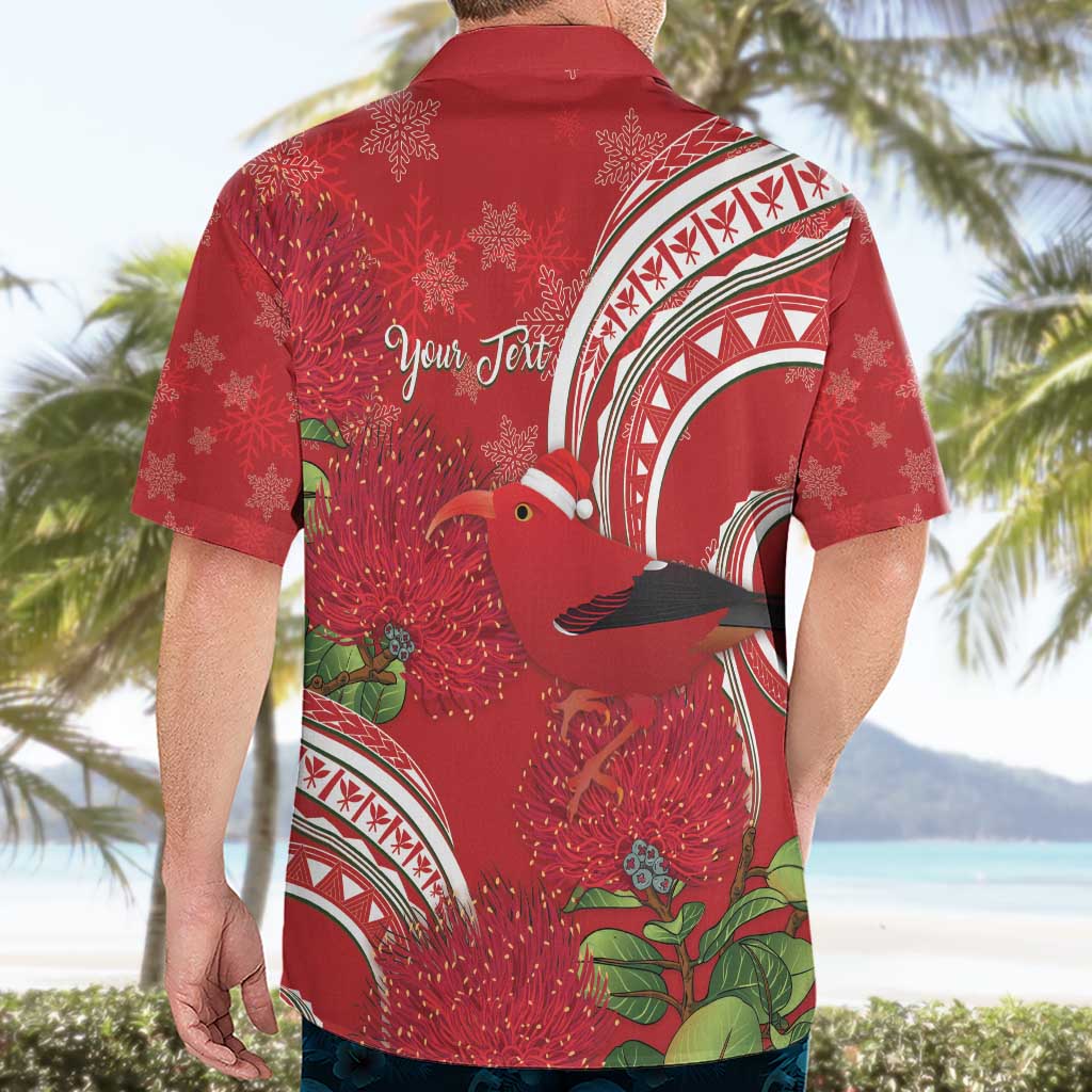 Personalized Mele Kalikimaka Hawaii Hawaiian Shirt I'iwi Bird With Ohia Lehua - Red Color LT14 - Polynesian Pride