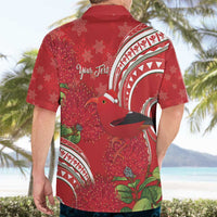 Personalized Mele Kalikimaka Hawaii Hawaiian Shirt I'iwi Bird With Ohia Lehua - Red Color LT14 - Polynesian Pride