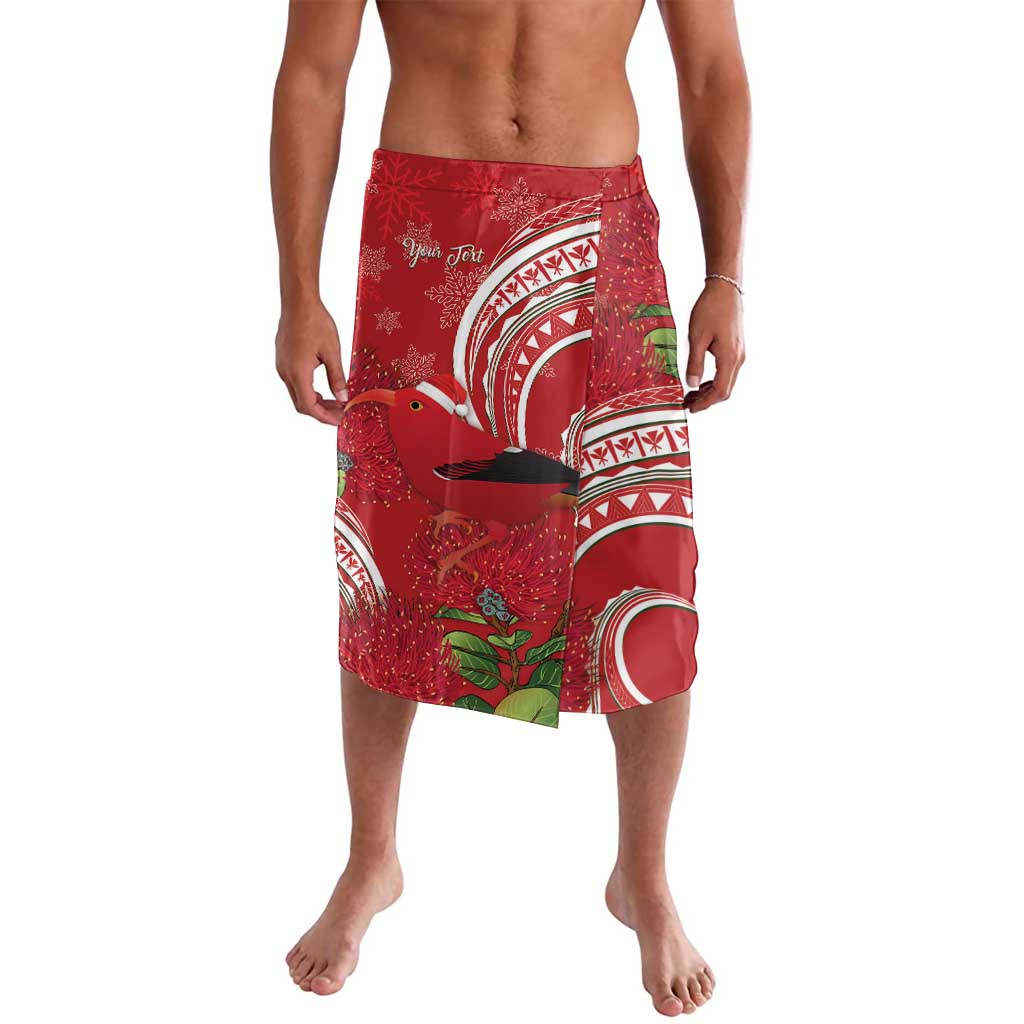 Personalized Mele Kalikimaka Hawaii Lavalava I'iwi Bird With Ohia Lehua - Red Color LT14 Red - Polynesian Pride