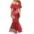 Personalized Mele Kalikimaka Hawaii Mermaid Dress I'iwi Bird With Ohia Lehua - Red Color