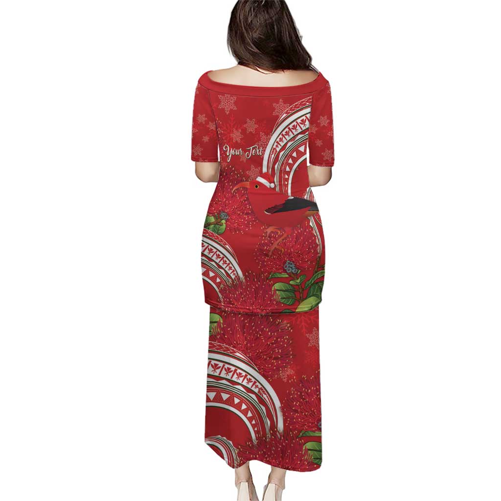 Personalized Mele Kalikimaka Hawaii Puletasi I'iwi Bird With Ohia Lehua - Red Color LT14 - Polynesian Pride