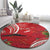 Personalized Mele Kalikimaka Hawaii Round Carpet I'iwi Bird With Ohia Lehua - Red Color