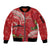 Personalized Mele Kalikimaka Hawaii Sleeve Zip Bomber Jacket I'iwi Bird With Ohia Lehua - Red Color