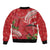 Personalized Mele Kalikimaka Hawaii Sleeve Zip Bomber Jacket I'iwi Bird With Ohia Lehua - Red Color