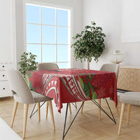 Personalized Mele Kalikimaka Hawaii Tablecloth I'iwi Bird With Ohia Lehua - Red Color LT14 - Polynesian Pride