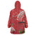 Personalized Mele Kalikimaka Hawaii Wearable Blanket Hoodie I'iwi Bird With Ohia Lehua - Red Color