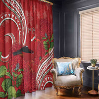 Personalized Mele Kalikimaka Hawaii Window Curtain I'iwi Bird With Ohia Lehua - Red Color LT14 - Polynesian Pride