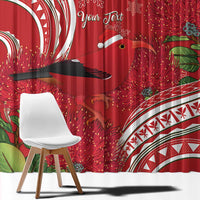 Personalized Mele Kalikimaka Hawaii Window Curtain I'iwi Bird With Ohia Lehua - Red Color LT14 - Polynesian Pride
