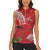 Personalized Mele Kalikimaka Hawaii Women Sleeveless Polo Shirt I'iwi Bird With Ohia Lehua - Red Color