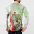 Pastel Green Hawaii Chameleon Christmas Button Sweatshirt Mele Kalikimaka Kakau - Watercolor