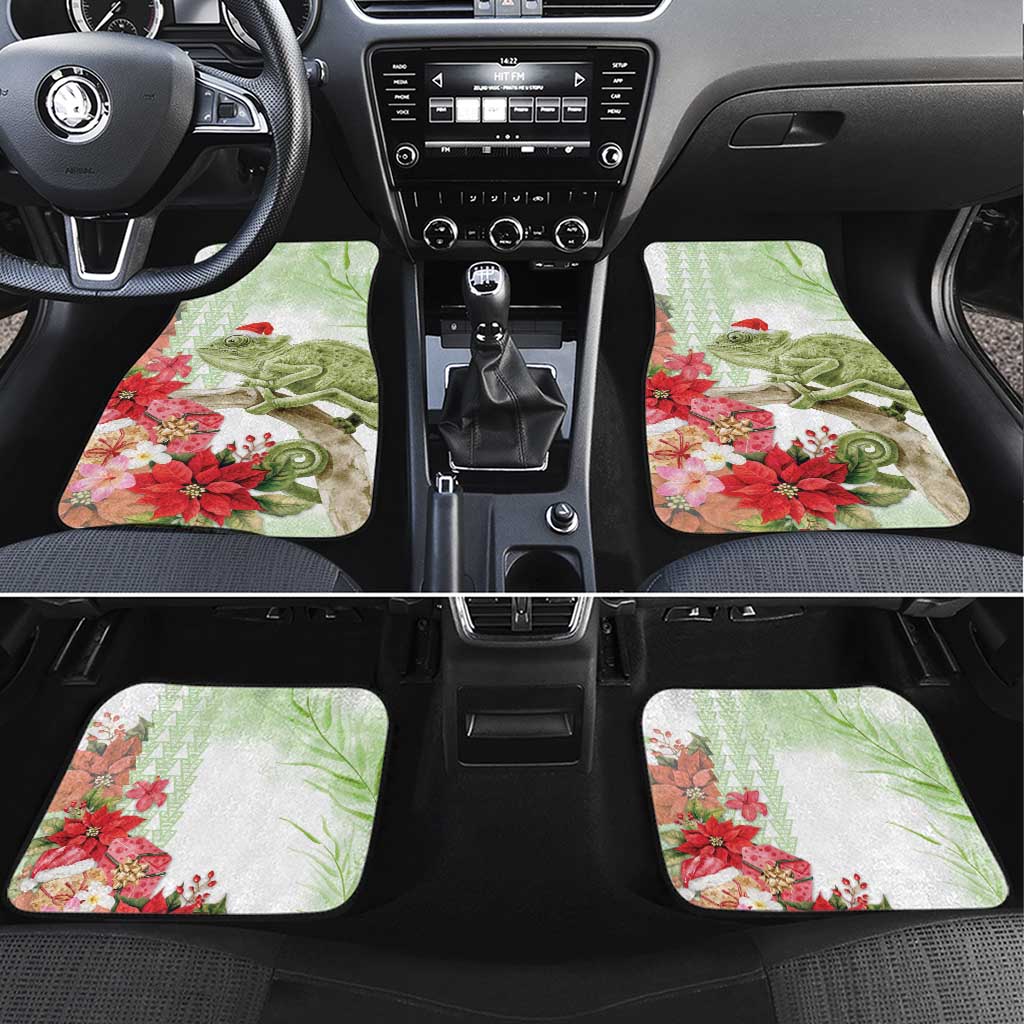 Pastel Green Hawaii Chameleon Christmas Car Mats Mele Kalikimaka Kakau - Watercolor