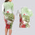 Pastel Green Hawaii Chameleon Christmas Couples Matching Long Sleeve Bodycon Dress and Hawaiian Shirt Mele Kalikimaka Kakau - Watercolor