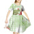 Pastel Green Hawaii Chameleon Christmas Kid Short Sleeve Dress Mele Kalikimaka Kakau - Watercolor