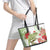 Pastel Green Hawaii Chameleon Christmas Leather Tote Bag Mele Kalikimaka Kakau - Watercolor