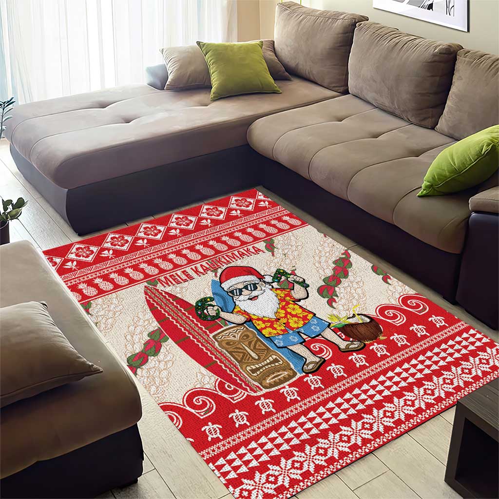 Hawaii Christmas Six Seven Area Rug Mele Kalikimaka Funny Santa 67 Gen Alpha Slang - Polynesian Pride