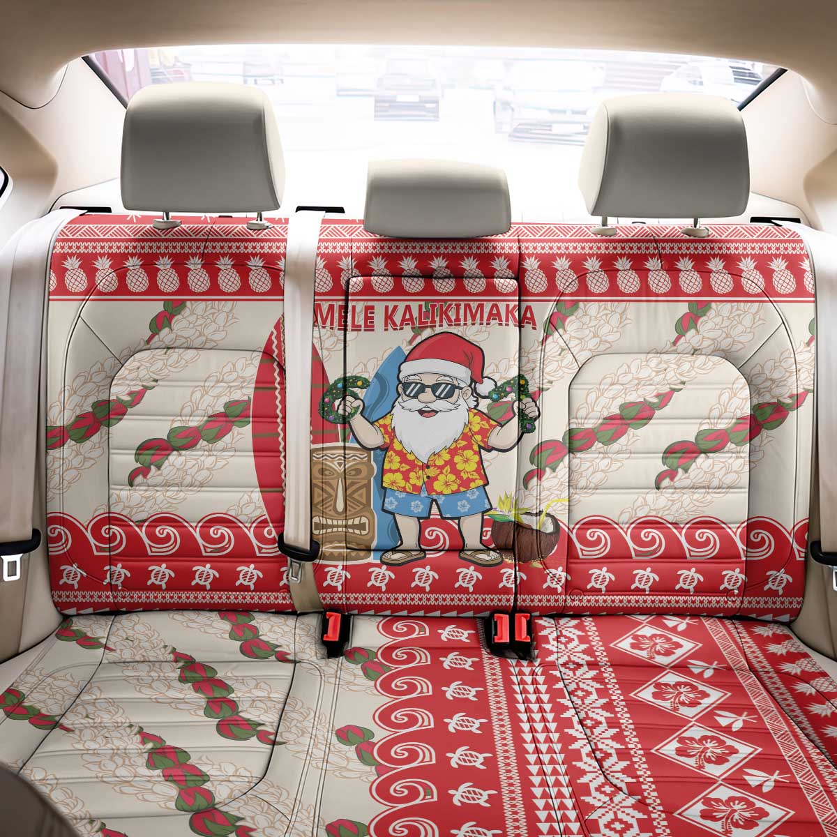 Hawaii Christmas Six Seven Back Car Seat Cover Mele Kalikimaka Funny Santa 67 Gen Alpha Slang - Polynesian Pride