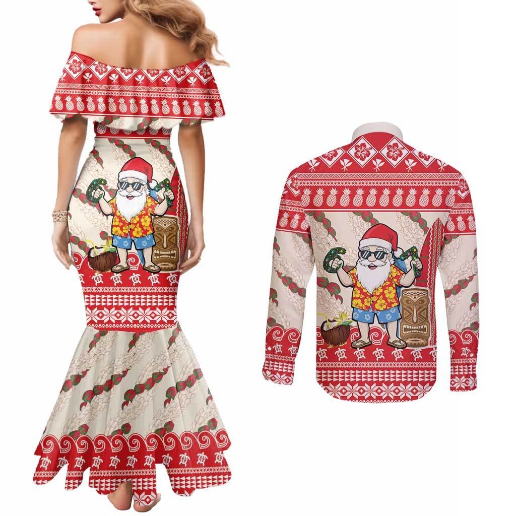Hawaii Christmas Six Seven Couples Matching Mermaid Dress and Long Sleeve Button Shirt Mele Kalikimaka Funny Santa 67 Gen Alpha Slang - Polynesian Pride