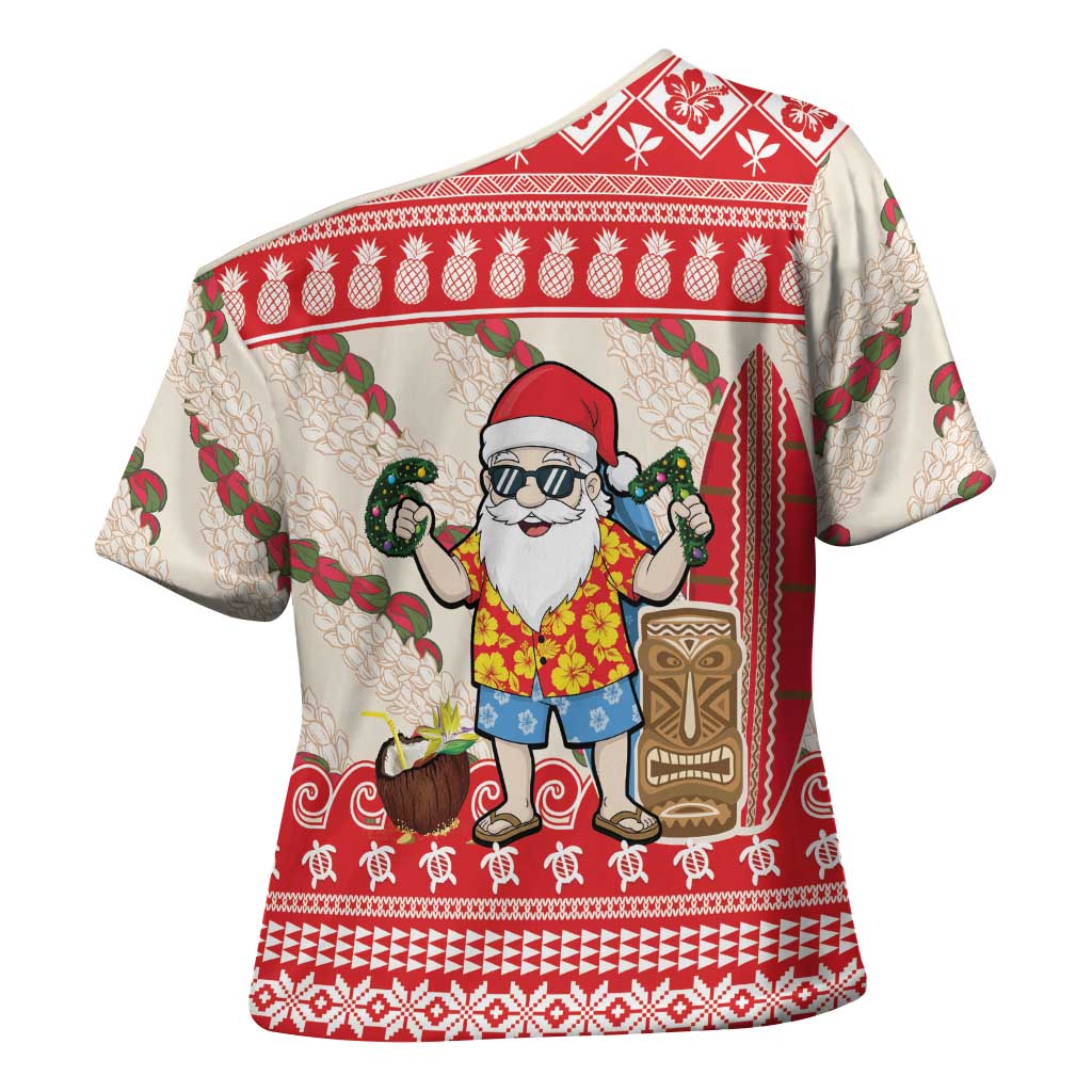 Hawaii Christmas Six Seven Cross Shoulder Shirt Mele Kalikimaka Funny Santa 67 Gen Alpha Slang - Polynesian Pride