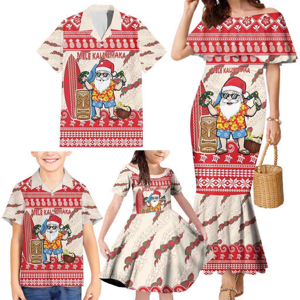 Hawaii Christmas Six Seven Family Matching Mermaid Dress and Hawaiian Shirt Mele Kalikimaka Funny Santa 67 Gen Alpha Slang - Polynesian Pride