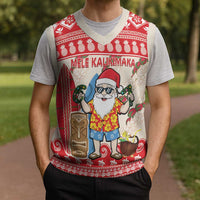 Hawaii Christmas Six Seven Christmas Knitted V-Neck Vest Mele Kalikimaka Funny Santa 67 Gen Alpha Slang - Polynesian Pride