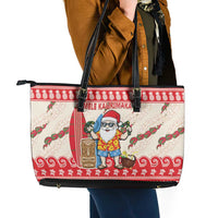 Hawaii Christmas Six Seven Leather Tote Bag Mele Kalikimaka Funny Santa 67 Gen Alpha Slang LT14 - Polynesian Pride