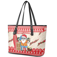 Hawaii Christmas Six Seven Leather Tote Bag Mele Kalikimaka Funny Santa 67 Gen Alpha Slang LT14 - Polynesian Pride