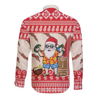 Hawaii Christmas Six Seven Long Sleeve Button Shirt Mele Kalikimaka Funny Santa 67 Gen Alpha Slang - Polynesian Pride