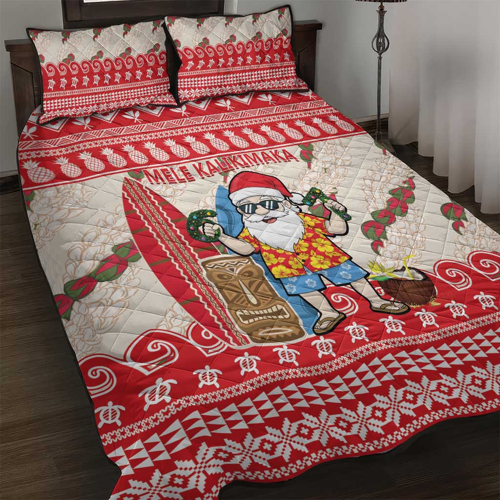 Hawaii Christmas Six Seven Quilt Bed Set Mele Kalikimaka Funny Santa 67 Gen Alpha Slang - Polynesian Pride