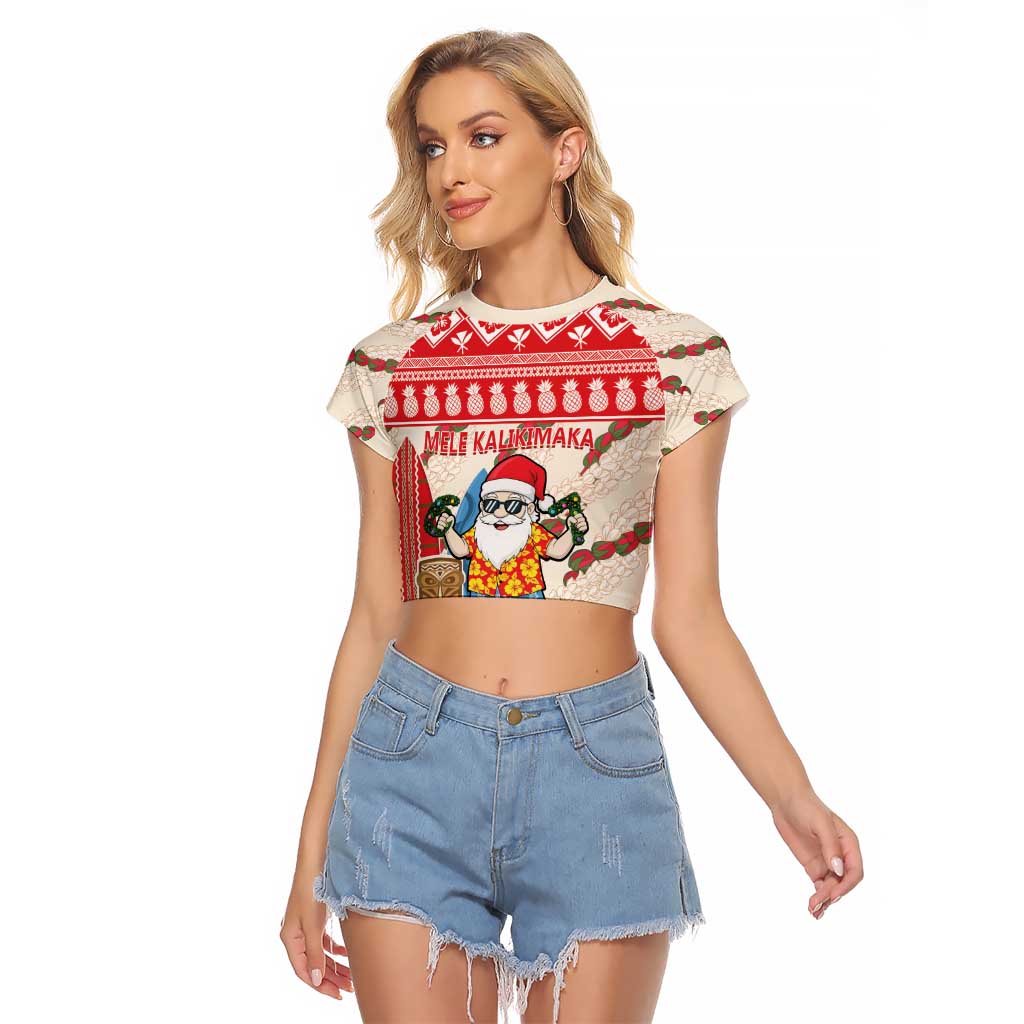 Hawaii Christmas Six Seven Raglan Cropped T Shirt Mele Kalikimaka Funny Santa 67 Gen Alpha Slang - Polynesian Pride