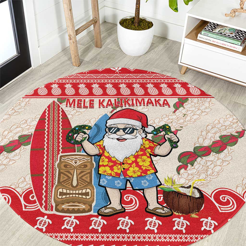 Hawaii Christmas Six Seven Round Carpet Mele Kalikimaka Funny Santa 67 Gen Alpha Slang - Polynesian Pride