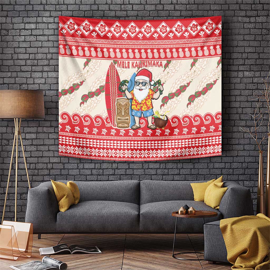 Hawaii Christmas Six Seven Tapestry Mele Kalikimaka Funny Santa 67 Gen Alpha Slang - Polynesian Pride