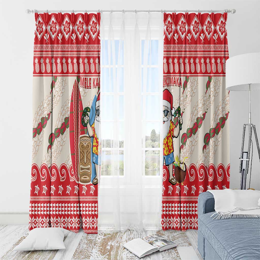 Hawaii Christmas Six Seven Window Curtain Mele Kalikimaka Funny Santa 67 Gen Alpha Slang - Polynesian Pride