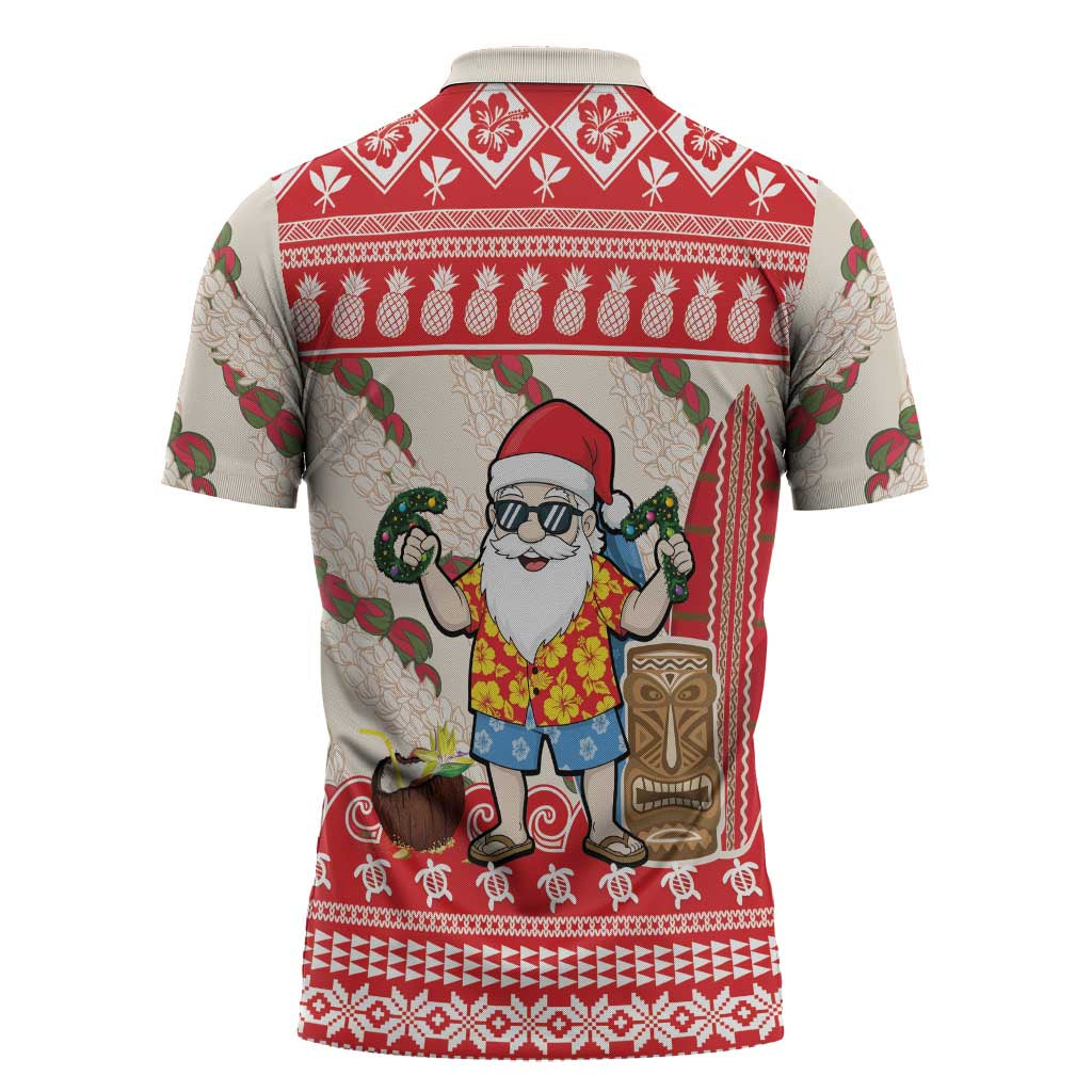 Hawaii Christmas Six Seven Zipper Polo Shirt Mele Kalikimaka Funny Santa 67 Gen Alpha Slang - Polynesian Pride
