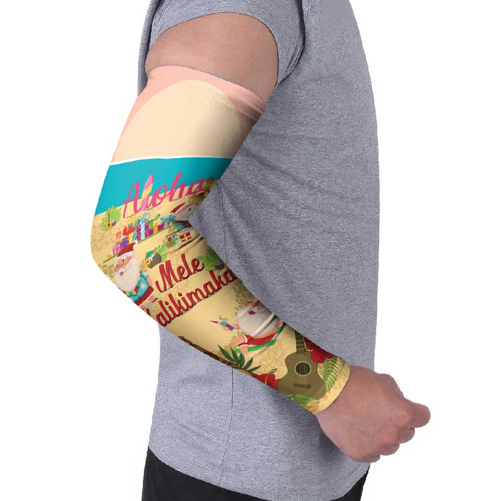 Aloha Hawaii Mele Kalikimaka Arm Sleeves Beachy Funny Santa Hawaiian Lei - Polynesian Pride