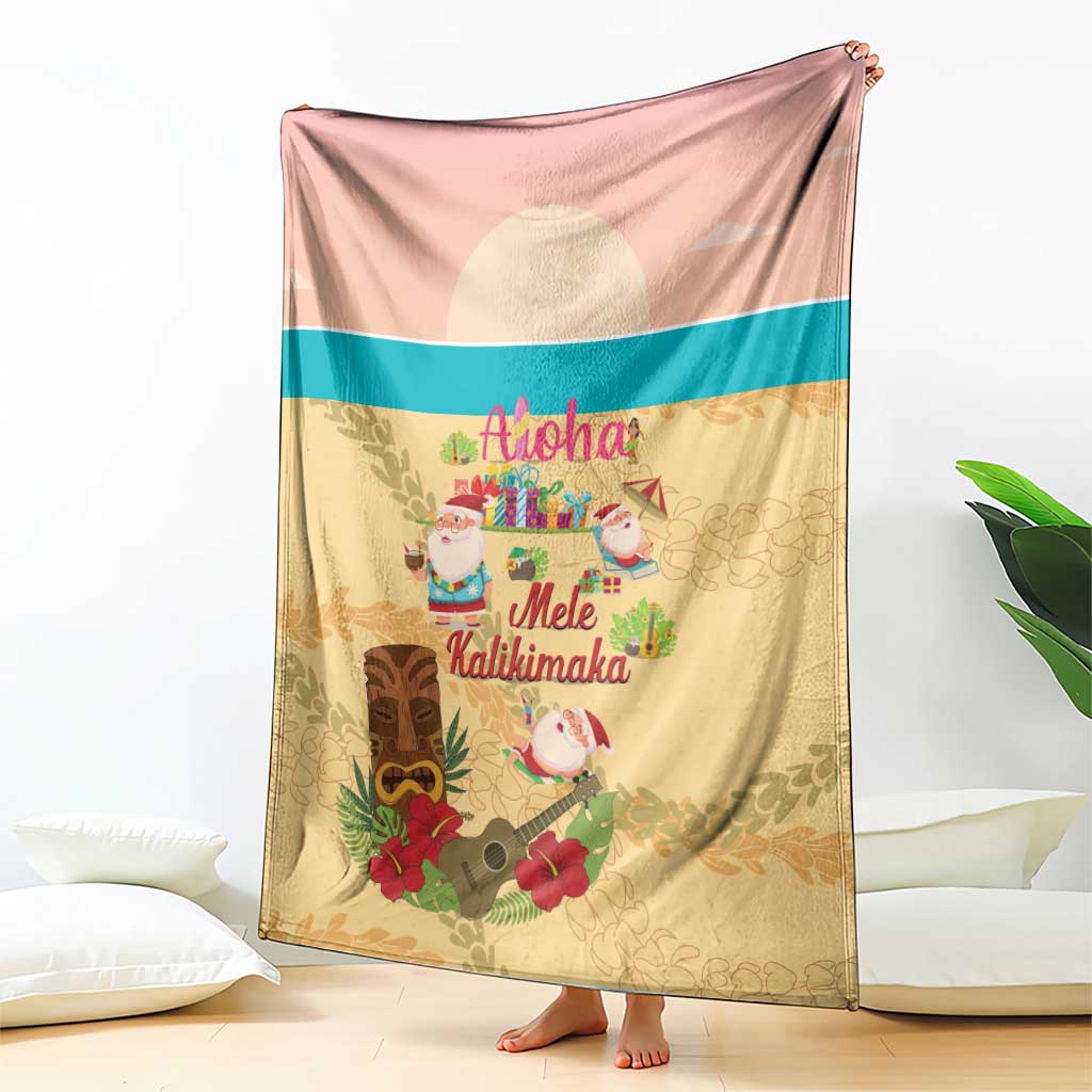 Aloha Hawaii Mele Kalikimaka Blanket Beachy Funny Santa Hawaiian Lei - Polynesian Pride