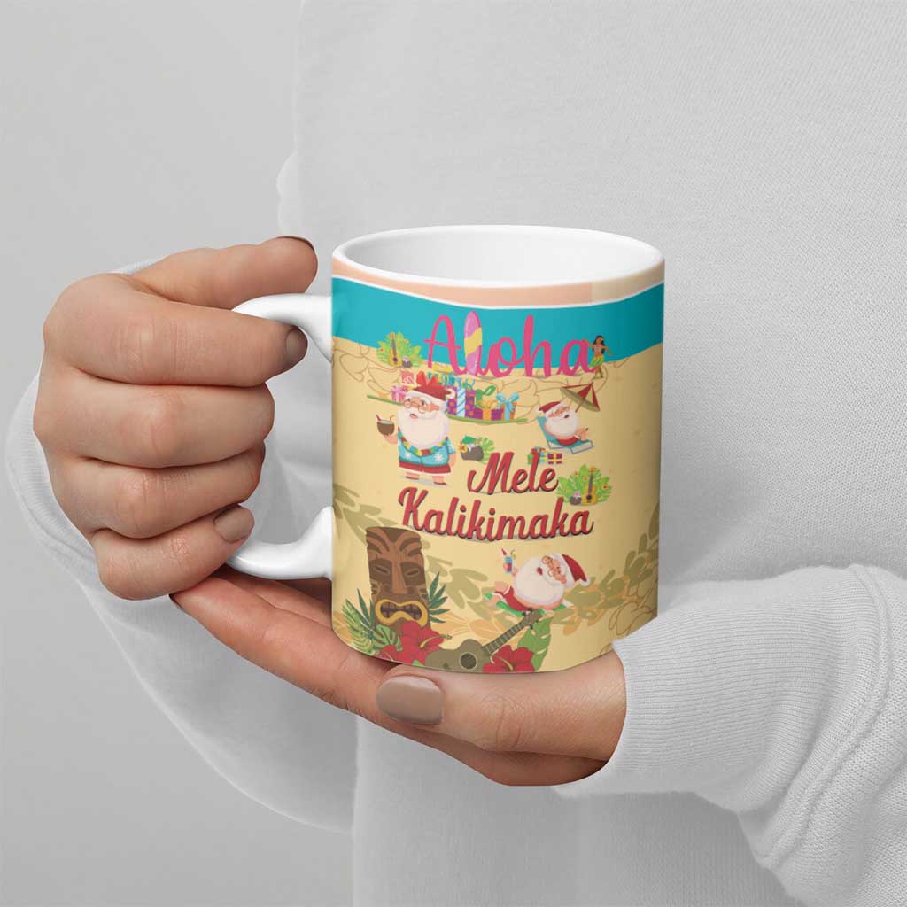 Aloha Hawaii Mele Kalikimaka Ceramic Mug Beachy Funny Santa Hawaiian Lei - Polynesian Pride