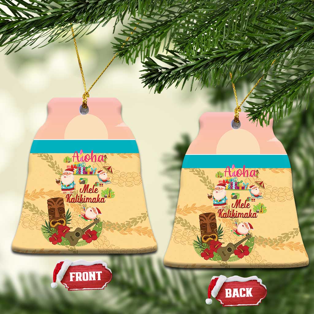 Aloha Hawaii Mele Kalikimaka Ceramic Ornament Beachy Funny Santa Hawaiian Lei - Polynesian Pride