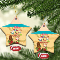 Aloha Hawaii Mele Kalikimaka Ceramic Ornament Beachy Funny Santa Hawaiian Lei - Polynesian Pride