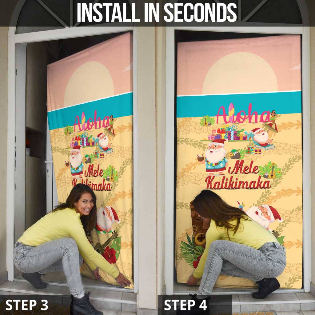 Aloha Hawaii Mele Kalikimaka Door Cover Beachy Funny Santa Hawaiian Lei - Polynesian Pride