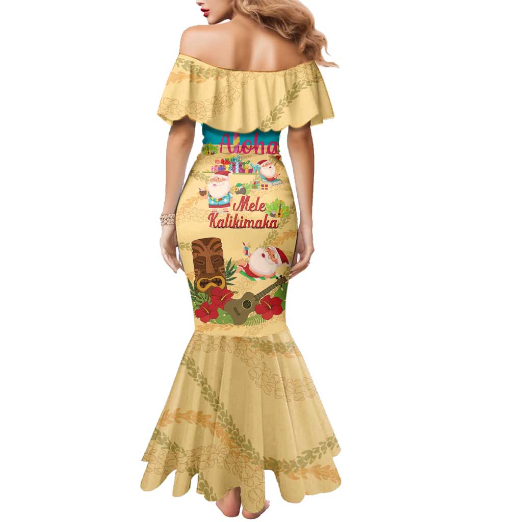 Aloha Hawaii Mele Kalikimaka Family Matching Mermaid Dress and Hawaiian Shirt Beachy Funny Santa Hawaiian Lei - Polynesian Pride