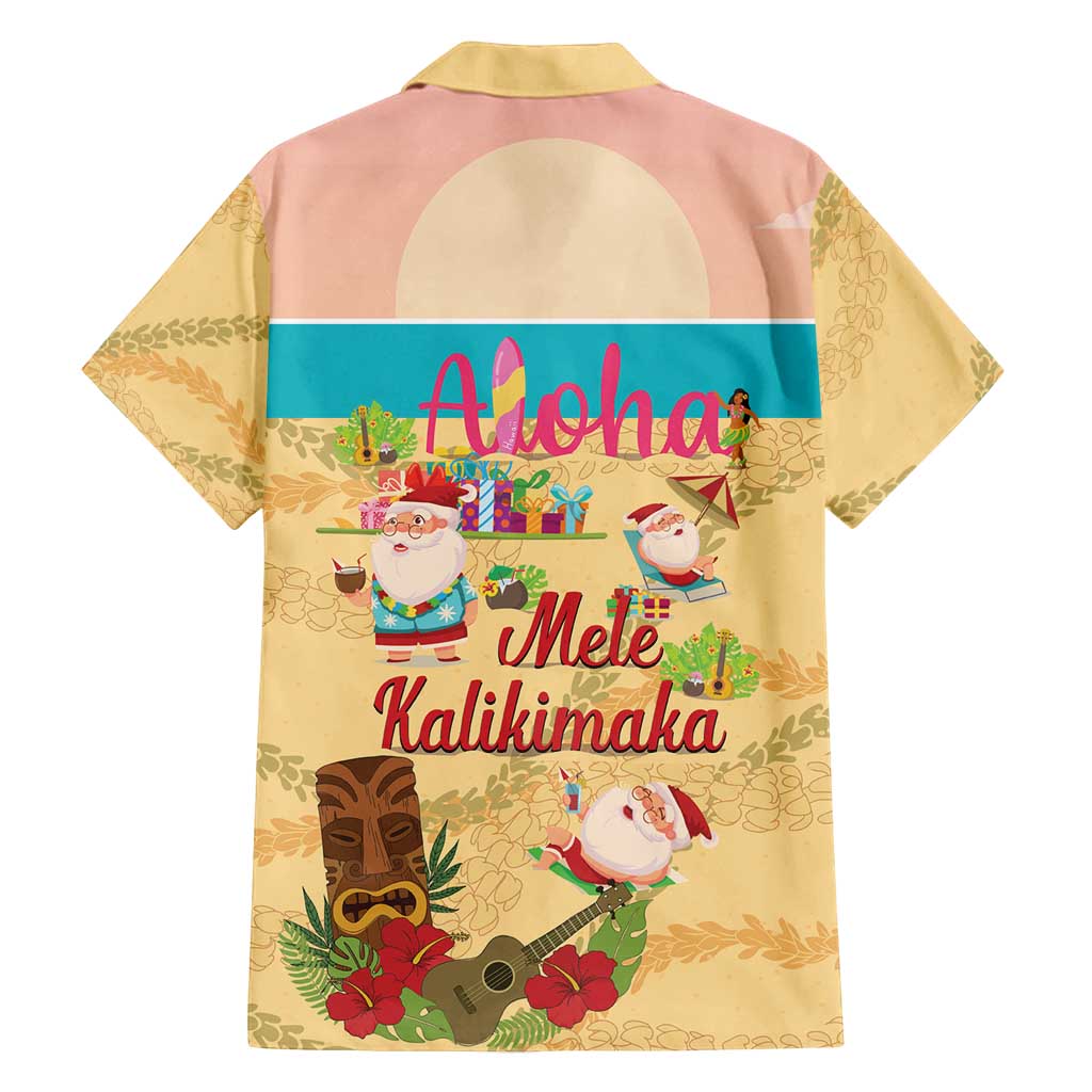 Aloha Hawaii Mele Kalikimaka Family Matching Off Shoulder Short Dress and Hawaiian Shirt Beachy Funny Santa Hawaiian Lei - Polynesian Pride