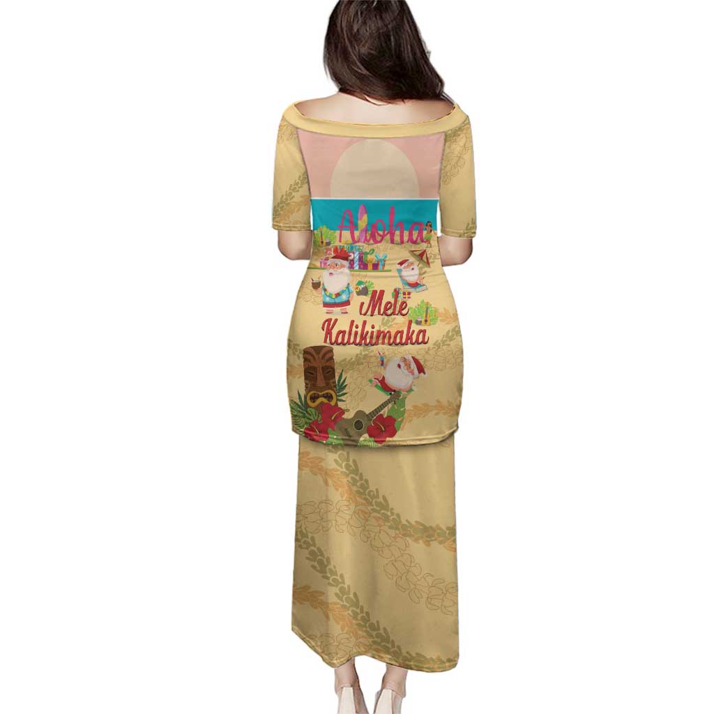 Aloha Hawaii Mele Kalikimaka Family Matching Puletasi and Hawaiian Shirt Beachy Funny Santa Hawaiian Lei - Polynesian Pride