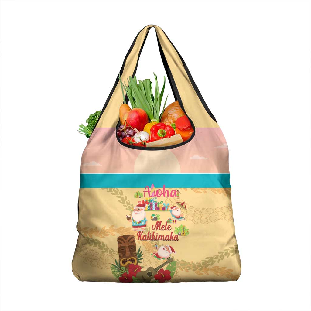 Aloha Hawaii Mele Kalikimaka Grocery Bag Beachy Funny Santa Hawaiian Lei - Polynesian Pride