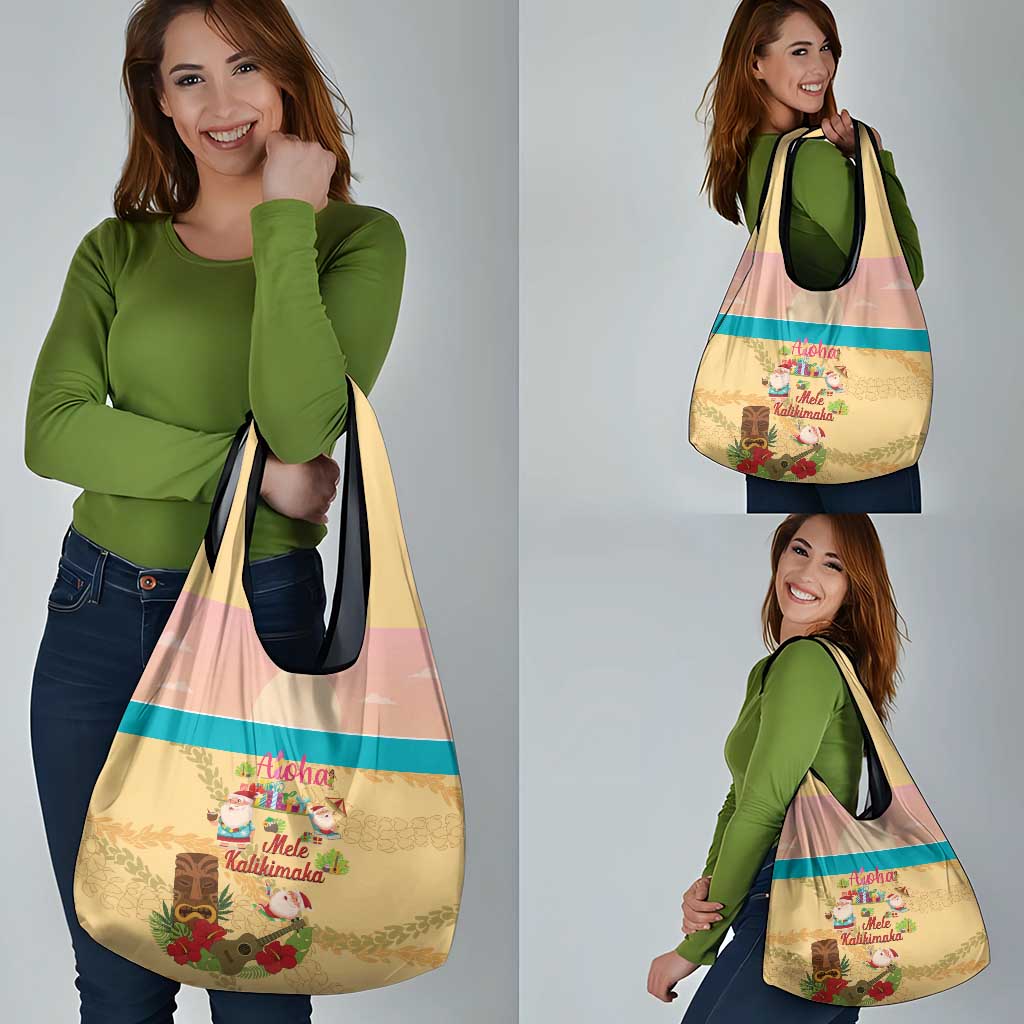 Aloha Hawaii Mele Kalikimaka Grocery Bag Beachy Funny Santa Hawaiian Lei - Polynesian Pride