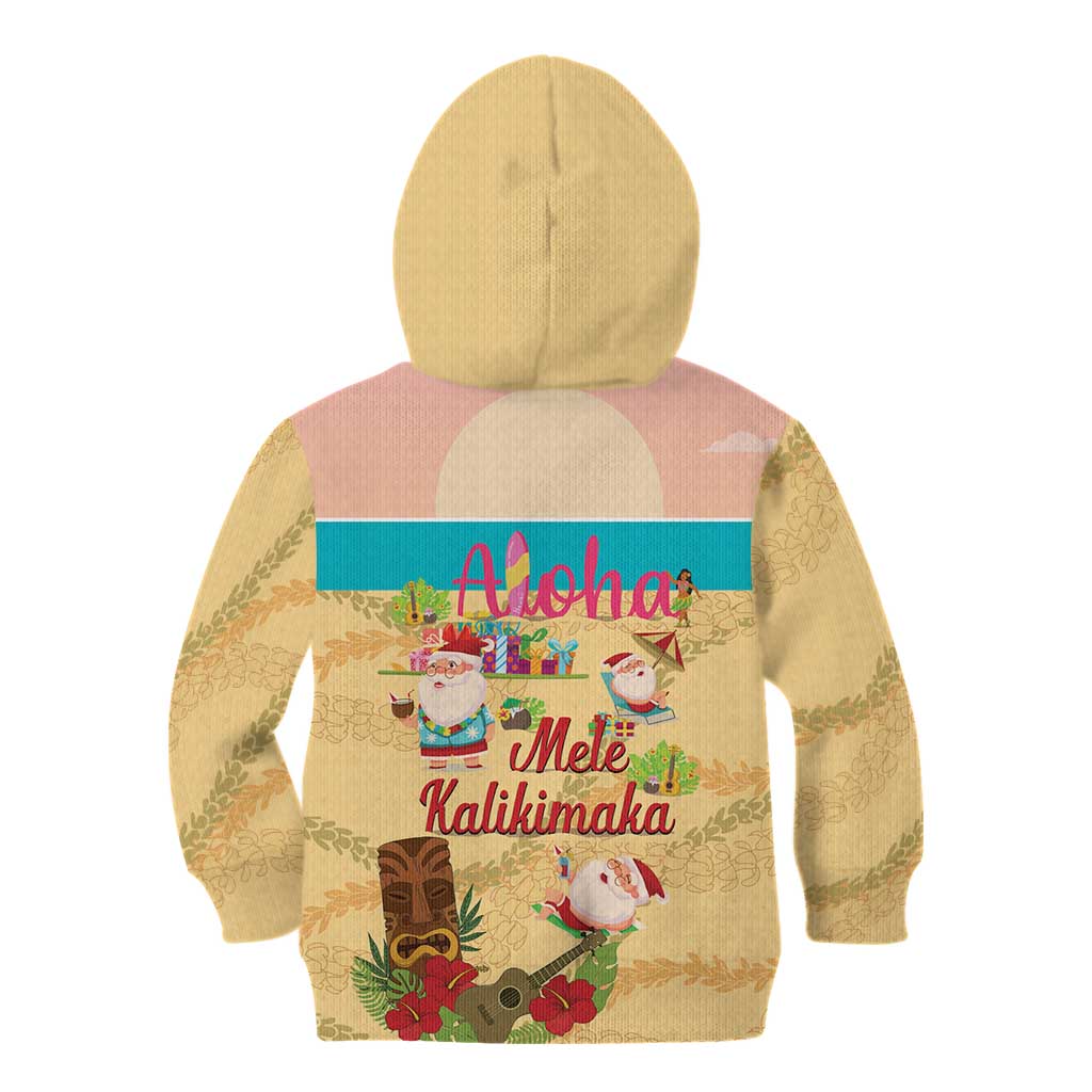 Aloha Hawaii Mele Kalikimaka Kid Hoodie Beachy Funny Santa Hawaiian Lei - Polynesian Pride
