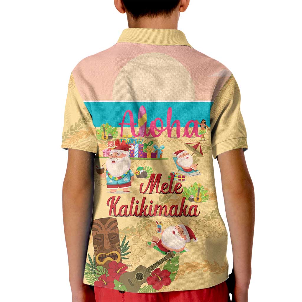 Aloha Hawaii Mele Kalikimaka Kid Polo Shirt Beachy Funny Santa Hawaiian Lei - Polynesian Pride