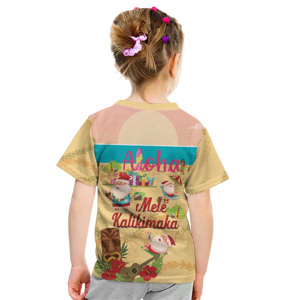 Aloha Hawaii Mele Kalikimaka Kid T Shirt Beachy Funny Santa Hawaiian Lei - Polynesian Pride