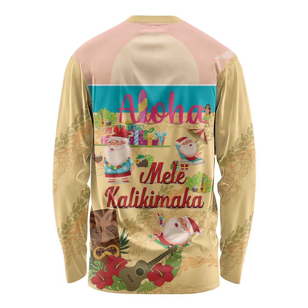 Aloha Hawaii Mele Kalikimaka Long Sleeve Shirt Beachy Funny Santa Hawaiian Lei - Polynesian Pride